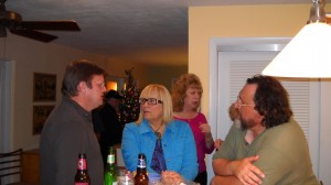 ArtsPaper staffers (R-L): Greg Stepanich, editor; Katie Deits, art; Scott Simmons, contributor; (also Linda Ferris, designer, in background).